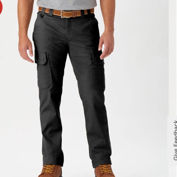 Duluth Trading Co Men’s Black Fire Hose Slim Fit Cargo Pants 36x32 Soft Black - Picture 3 of 14